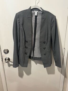 White House Black Market Black & White Patterned Open Blazer